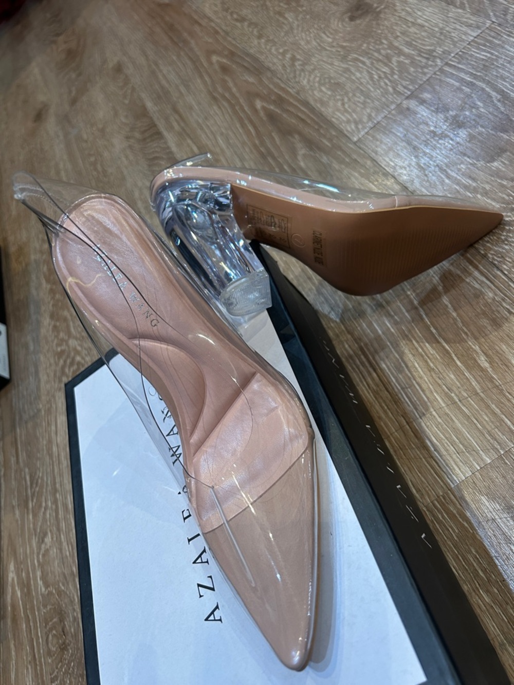 Azalea Wang Clear PVC Block Heels in Nude - Picture 5 of 6